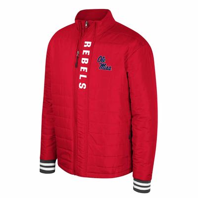 OLE MISS NEVER STOP FULL ZIP PUFFER JACKET RED