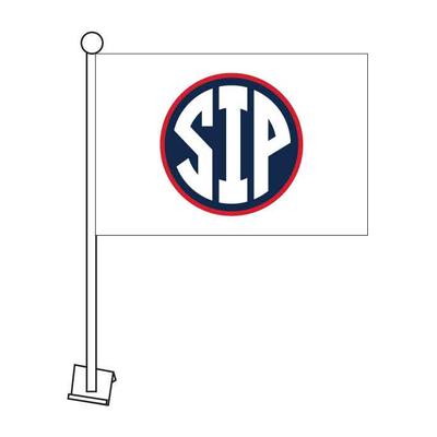 11X16 INCH WHITE SIP LOGO CAR FLAG