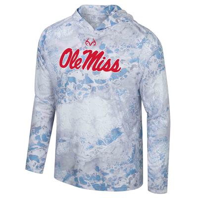 OLE MISS REAL TREE WAV3 ESSENTIAL PERFORMANCE HOODED TEE REALTREEWAV3