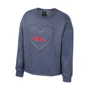 OLE MISS GIRLS AUDREY CREW WASHED FLEECE