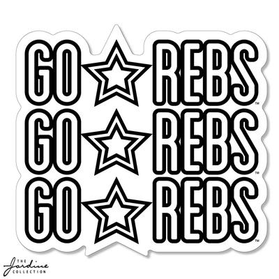 2 INCH BLACK WHITE REPEAT GO REBS TEXTURED STICKER