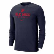 OLE MISS FOOTBALL NIKE DRIFIT COTTON TEAM ISSUE LS TEE