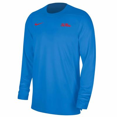 OLE MISS NIKE SIDELINE UV COACH LS TOP ITALY_BLUE