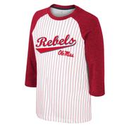 YOUTH DUSTY THREE QTR SLEEVE REBELS BASEBALL TEE