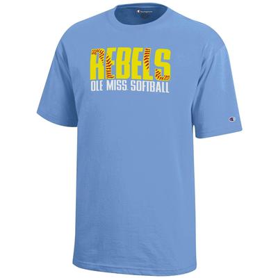 YOUTH REBELS OLE MISS SOFTBALL TEE