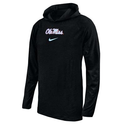 LS SCIRPT OLE MISS DRIFIT COTTON HOODIE TEE