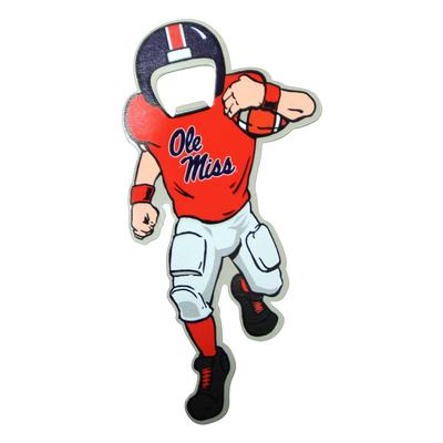 OLE MISS FOOTBALL PLAYER BOTTLE OPENER MAGNET