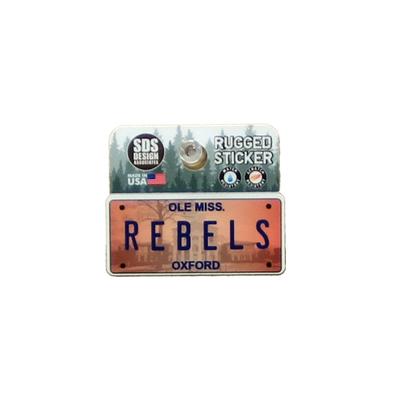 2 INCH OLE MISS REBELS LICENSE PLATE RUGGED STICKER