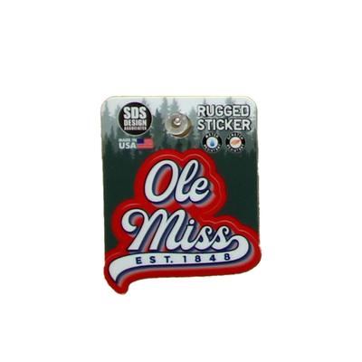 2 INCH OLE MISS SHADOW SCRIPT 1848 RIBBON RUGGED STICKER