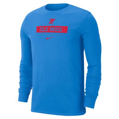 LS SCRIPT M OLE MISS ATHLETICS DRI FIT COTTON TEE