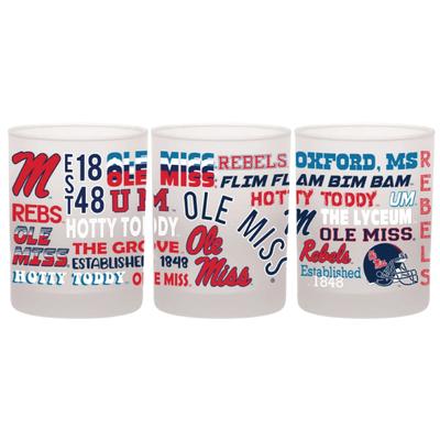 14 OZ FROSTED ROCKS GLASS WITH OLE MISS CAMPUS WRAPAROUND