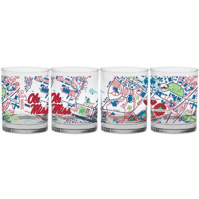 14 OZ CLEAR ROCKS GLASS WITH OLE MISS CAMPUS MAP WRAP