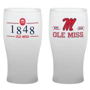 SCRIPT M BLOCK OLE MISS LYCEUM 1848 FROSTED ALE PUB GLASS