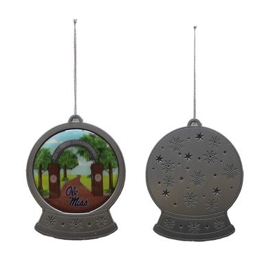 FLAT METAL SNOW GLOBE WALK OF CHAMPION ORNAMENT