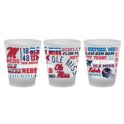 1.5 OZ FROSTED OLE MISS CAMPUS WRAPAROUND SHOT GLASS