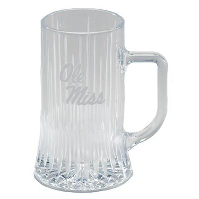 17.5 OZ ETCHED OLE MISS SPEAR CUT GLASS TANKARD