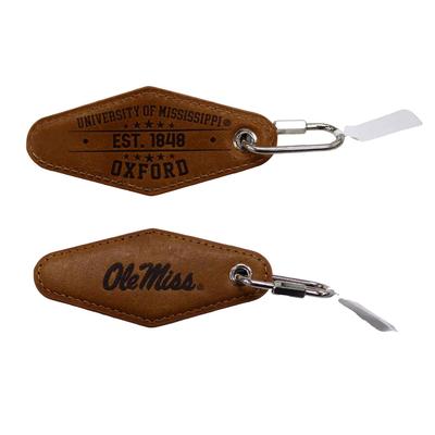 OLE MISS TAN DIAMOND DEBOSSED KEY FOB