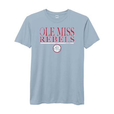 SS OLE MISS REBELS CIRCLE SIP PIGMENT DYED TEE BLUE_FOG