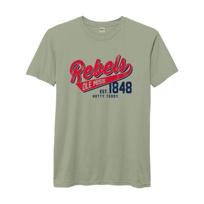 SS REBELS OLE MISS BASEBALL TAIL PIGMENT DYED TEE DESERT_SAGE