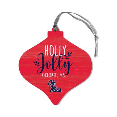 HOLLY JOLLY OLE MISS OXFORD WOOD BULB ORNAMENT