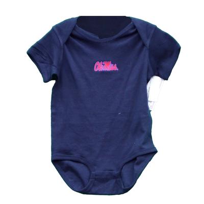 OLE MISS LAP SHOULDER CREEPER ONESIE NAVY