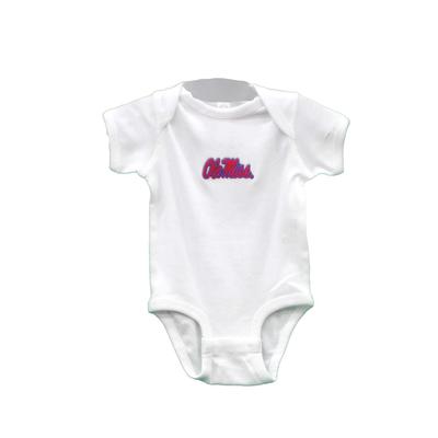 OLE MISS LAP SHOULDER CREEPER ONESIE WHITE