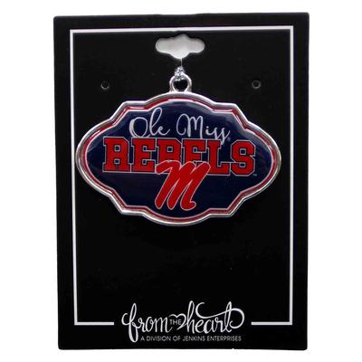 OLE MISS REBELS SCRIPT M FRAME ORNAMENT