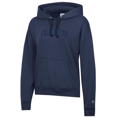 BLOCK OLE MISS PUFF EMB FLEECE HOOD NAVY