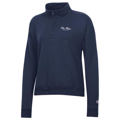 SCRIPT OLE MISS REBELS WOMENS 1/4 ZIP MARINE_NAVY