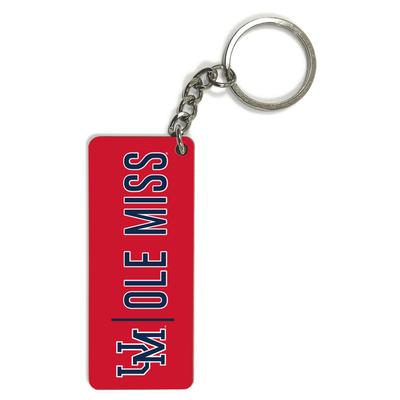 WOOD UM OLE MISS SMALL RECTANGLE KEYCHAIN