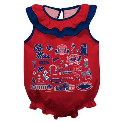 OLE MISS REBELS ABBY SLEEVELESS RUFFLE BOTTOM ONSIE