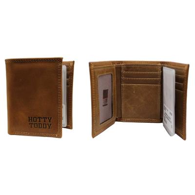 HOTTY TODDY TAN LEATHER TRI-FOLD EMBOSSED WALLET