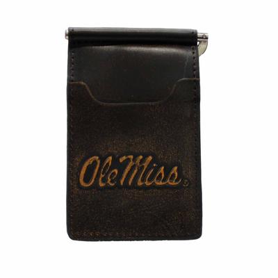 BURNISHED ANTIQUE BROWN CLIP WALLET