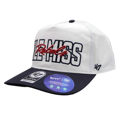 BLOCK OLE MISS SCRIPT REBELS LINEMAN HITCH CAP WHITE