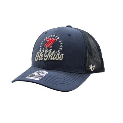 SCRIPT M REBELS OLE MISS PITSTOP TRUCKER CAP