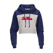 SCRIPT OLE MISS CROPPED FLEECE HOODIE