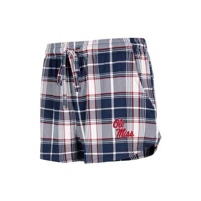 OLE MISS PLAID KNIT SHORT NAVY_RED