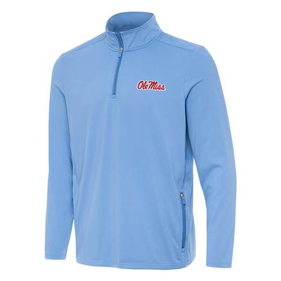 SCRIPT OLE MISS PERILOUS LS 1/4 ZIP MOCK COLUMBIA_BLUE