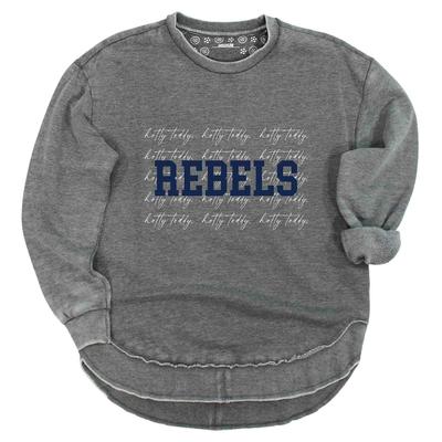 REBELS HOTTY TODDY COLLEGE SCRIPT PONCHO FLEECE CREW CHARCOAL