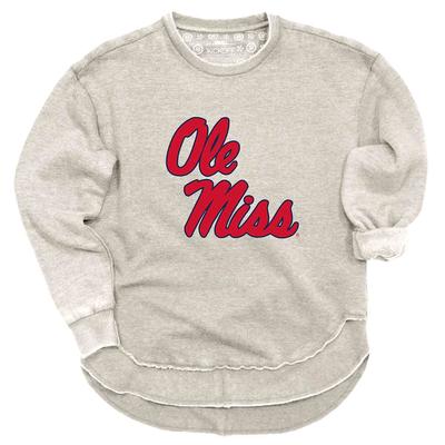 STACKED OLE MISS ENDZONE PONCHO FLEECE CREW