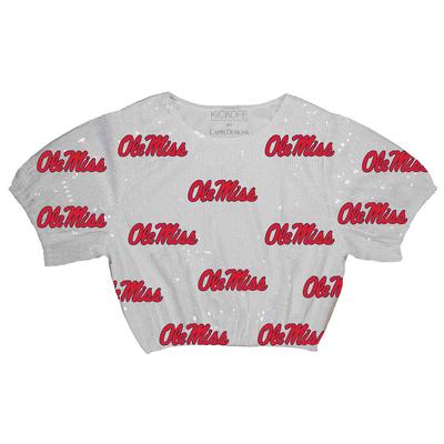 OLE MISS SEQUIN REPEATER CROP TOP