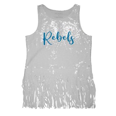 REBELS SEQUIN SCRIPT TANK WITH FRINGE