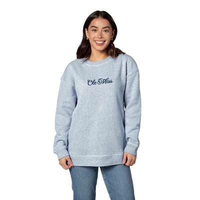 FANCY SCRIPT OLE MISS WARM UP CREW SWEATSHIRT INK