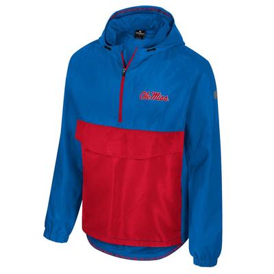 OLE MISS REBELS RELOADED HALF ZIP ANORAK JACKET BLUE