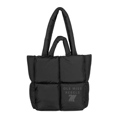 OLE MISS REBELS SCRIPT M BLACK PUFF TOTE BLACK