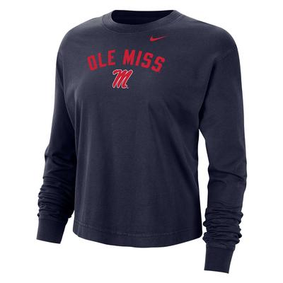 BLOCK OLE MISS SCRIPT M 100 PERCENT COTTON TEE NAVY