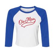 SCRIPT OLE MISS RAGLAN BABY TEE