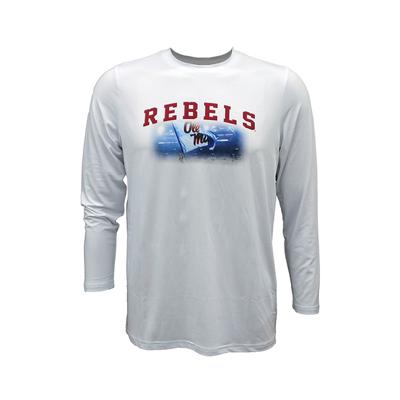 LS TODDLER OLE MISS REBELS FLAG PERFORMANCE TEE WHITE