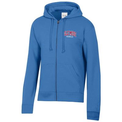 OLE MISS REBELS BIG COTTON FULL ZIP PERIBLUE