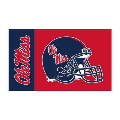 SCRIPT OLE MISS FOOTBALL HELMET 3X5 FLAG WITH GROMMETS